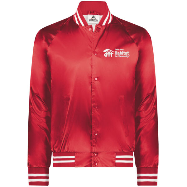 Augusta Satin Baseball Jacket Striped Trim - Embroidered Logo Thumbnail