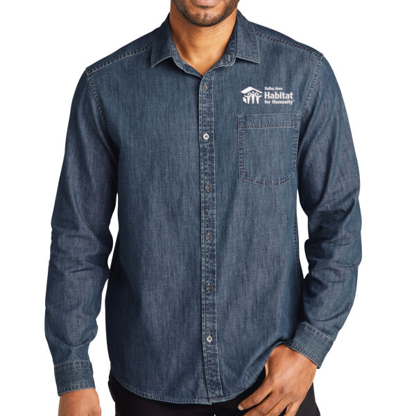 Port Authority Long Sleeve Perfect Denim Shirt - Embroidered Logo Thumbnail